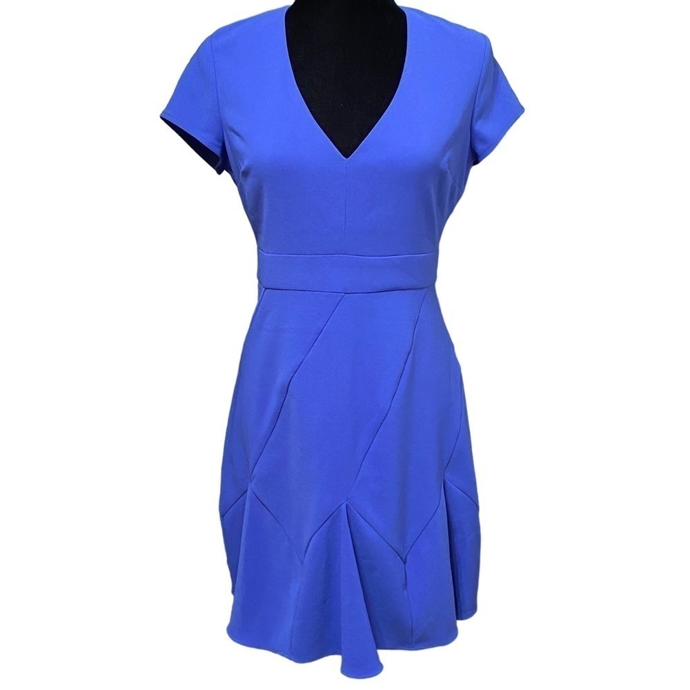Bar III Cobalt Blue Fit & Flare V-Neck Dress NWT Size 2 Y2K 90s Style